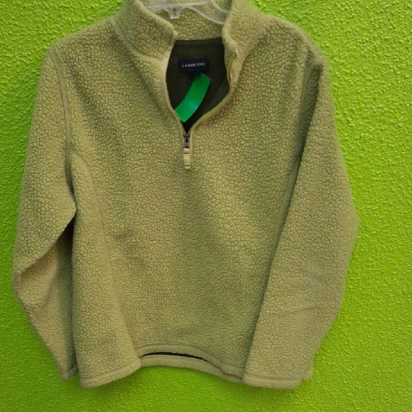 Lands' End Women's Light Green Fleece Sweater - Picture 1 of 3